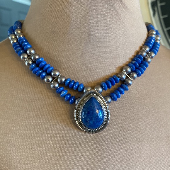 Native American Navajo IHMSS Jon McCray Sterling Silver Lapis Pendant - Picture 1 of 7